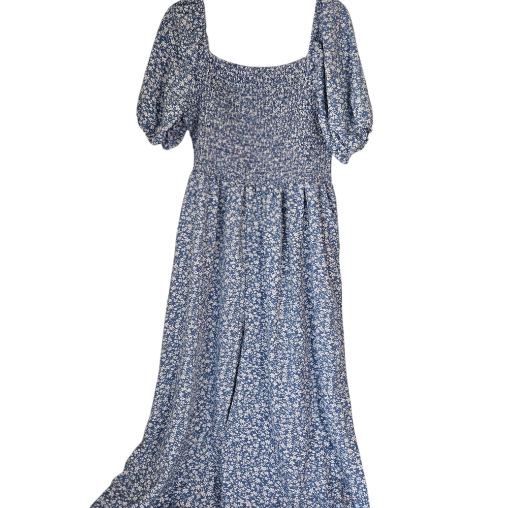 Peasant Style Floral Blue Jumpsuit